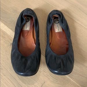Lanvin black leather ballet flats